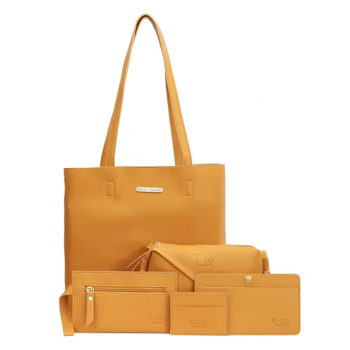 Image of Bagsy Malone Women's Vegan Leather Stylish Tote Bag Pack of 5