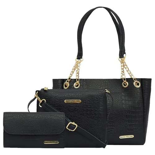 Image of Bagsymalone Unisex Vegan Leather Stylish Tote Bag Pack of 3 