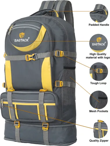 Image of Bagtack Hi-Capacity Travel Rucksack Outdoor Sport Hiking Bag Trekking Bag 65 L