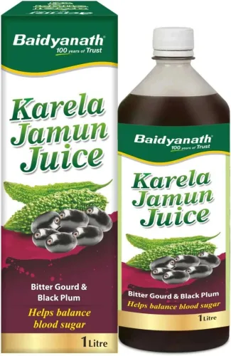 Image of Baidyanath Karela Jamun Juice 1L | Natural Remedy For Blood Sugar Management |Helps in Reducing the Bad Cholesterol Leve