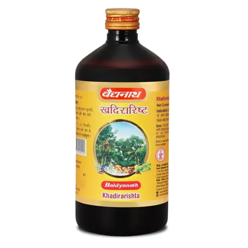 Image of Baidyanath Ayurved Khadirarishta - 450 ML | Ayurvedic Syrup for Skin Disorders | Blood Purifier