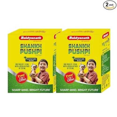 Image of Baidyanath Shankhapushpi Sharbat - 220 ml with Free Sharbat - 110 ml (Pack of 2)