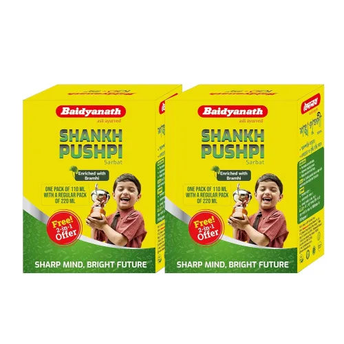 Image of Baidyanath Shankhapushpi Sharbat - 220 ml with Free Sharbat - 110 ml (Pack of 2)
