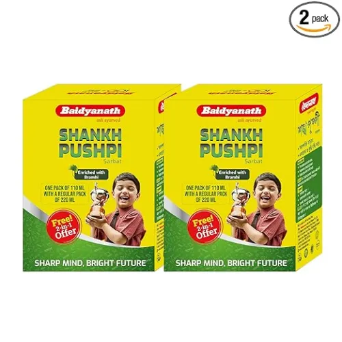 Image of Baidyanath Shankhapushpi Sharbat - 220 ml with Free Sharbat - 110 ml (Pack of 2)