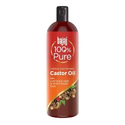Bajaj 100% Pure Castor Oil 200ml, Pure Hair Oil, Natural Cold Pressed Castor Oil, No Silicones, Paraben Free, Lead Free