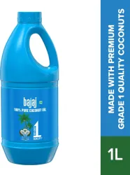 Bajaj 100% Pure Coconut Oil 1 litre 100% Pure Coconut Oil 1 litre Coconut Oil Jar (1000 ml)