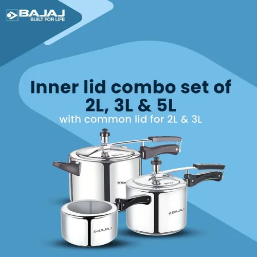 Image of BAJAJ 2 L, 3 L, 5 L Inner Lid Pressure Cooker  (Aluminium)