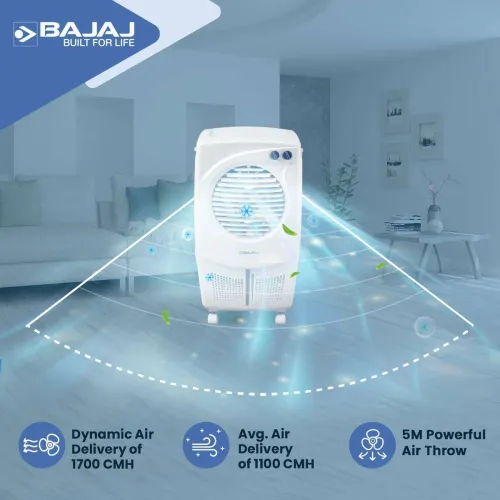 Image of BAJAJ 25 L Room/Personal Air Cooler for Room High Speed Fan 16Ft Air Throw Inverter Compatible (White, PX25 Torque)