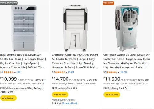 Image of Bajaj 65L Air Cooler at Starting @ ₹10999