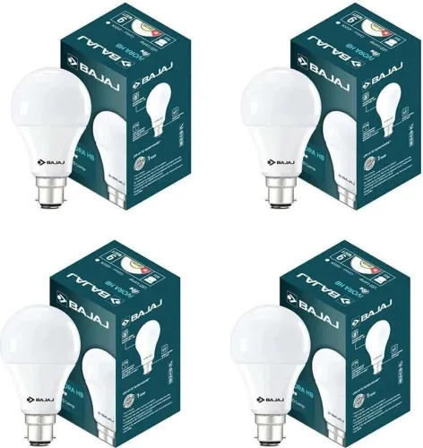 Image of BAJAJ 9 W Basic Round B22 LED Bulb (White, Pack of 4)