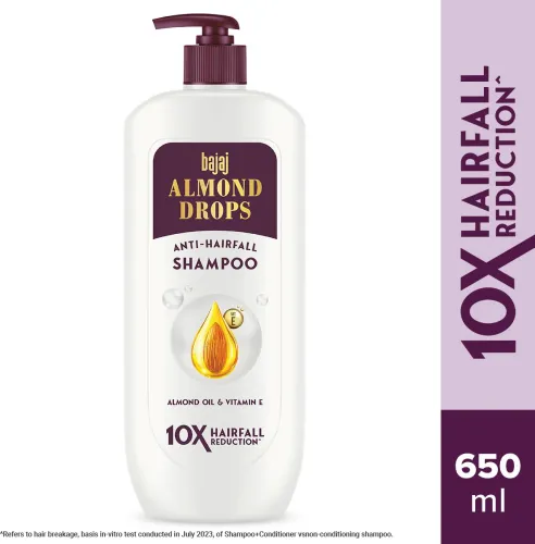 Image of Bajaj Almond Drops Anti-Hairfall Shampoo 650ml – Almond Oil & Vitamin E