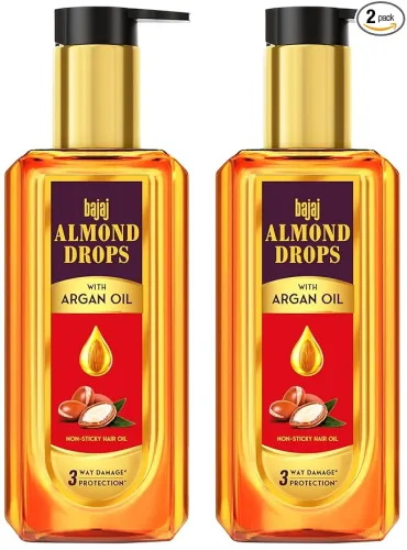 Image of Bajaj Almond Drops Almond + Argan Hair Oil - 200Ml | Provides 3-Way Damage Protection | For Soft And Shiny Hair | Non-St