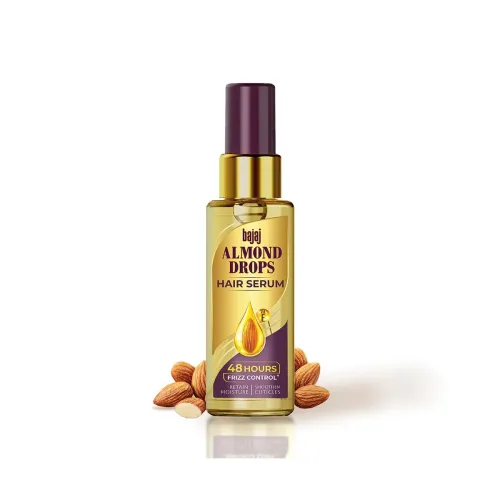 Image of Bajaj Almond Drops Hair Serum 50 ml | With Almond Oil & Vitamin E | Nourishes Dry & Frizzy Hair.q