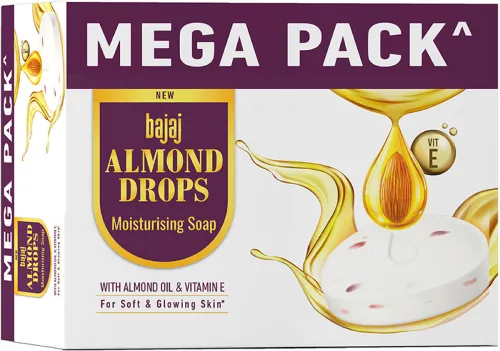 Image of BAJAJ Almond Drops Moisturising Soap Pack of 8 with Almond Oil & Vitamin E (8 x 125 g)