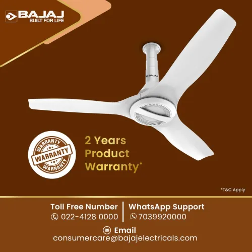 Image of BAJAJ Arioso Luxe with 2 Year Warranty 1200 mm Ceiling Fan (5 Star | All White | Pack of 1)