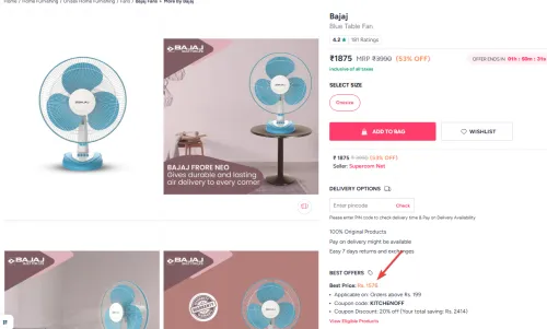 Image of Bajaj Blue Table Fan