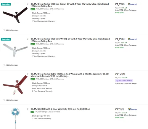 Image of Bajaj Ceiling Fans starting @ ₹1299