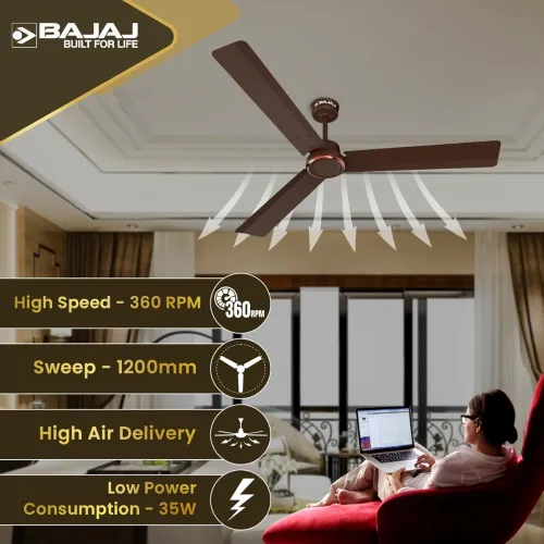 Image of Bajaj Classico Sleek Plus 1200mm BLDC Ceiling Fan.