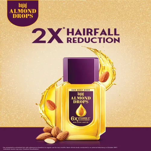 Image of BAJAJ CONSUMER CARE Almond Drops 6X Vitamin E Nourishment Non-Sticky Hair Oil - 650 ml