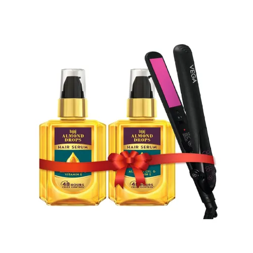 Image of BAJAJ CONSUMER CARE Hair Styling Kit - 2 x Hair Serum + Vega Hair Straightener