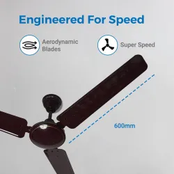 BAJAJ Crest Turbo 1200mm Brown CF 1200 mm 3 Blade Ceiling Fan  (Ultra High Speed | Dark Brown | Pack of 1)