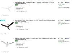 Bajaj Fans Starting @₹1299