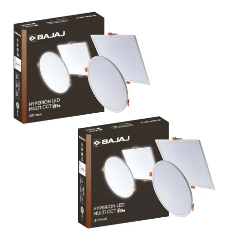 Image of Bajaj Polycarbonate Hyperion LED Multi CCT Panel 15W Square | 15W Square LED Surface Light | Modern Multicolor Lights fo