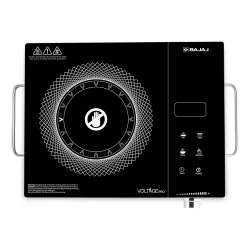 Bajaj IRX 220F Infrared Induction Cooktop | 2200 Watts | 11 Power Level | 3 Preset Menu | Feather Touch Controls | Digital display | 1 Year Warranty 【Black/Silver】
