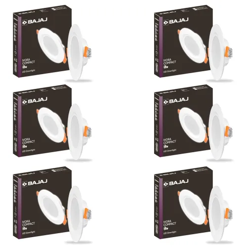 Image of Bajaj Ivora 5W LED Downlight (3-in-1, Pack of 6) 