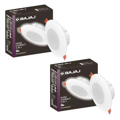 Image of Bajaj Ivora Compact Downlight 3-in-1 Colour 3W LED Pack2