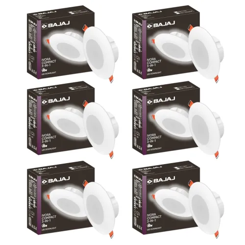 Image of Bajaj Ivora Compact 3W LED Downlight (3-in-1 CCT, 6 Pack)