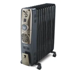 Bajaj Majesty RH 11F Plus Oil Filled Radiator Room Heater with Fan (Black/Golden) - 2500 Watts