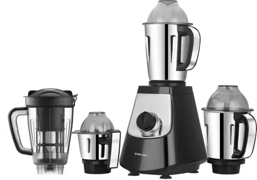 Image of BAJAJ Military 1000 W Mixer Grinder  (Evoque 4 Jar 1000W Jet Black Mixer Grinder | 4 Jars | Black & Copper)