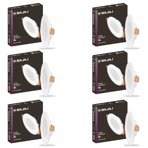 Image of Bajaj Polycarbonate Ivora Compact Downlight 3-in-1 Colour | 5W LED Downlight | for Smaller Spaces | Long Life of 25000 H