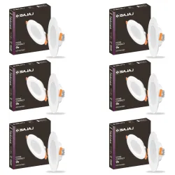Bajaj Polycarbonate Ivora Compact Downlight 3-in-1 Colour | 5W LED Downlight | for Smaller Spaces | Long Life of 25000 Hours (Multi Colour, Pack of 6)