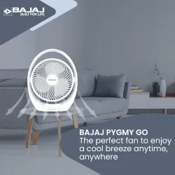 Bajaj Pygmy Go 178MM Mini Rechargeable Table Fan with LED Lighting