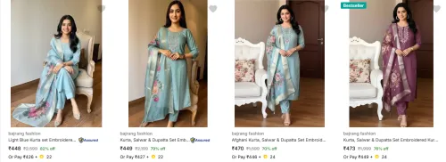 Image of Bajrang Fashion Women's Ethnic Sets upto 82% Discount