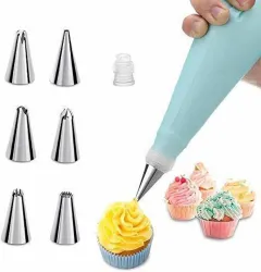 BAKERS4U Cake Decorating Nozzles with Piping Bag (6 Pc)