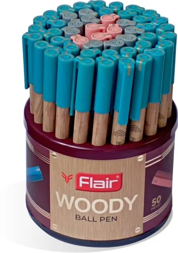 Image of FLAIR Woody 0.7 mm Stand | Ball Pen  (Pack of 50)
