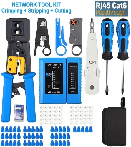 Image of BALRAMA 130pc Combo RJ45 Pass Through Crimping Tool Kit 