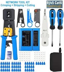 BALRAMA 130pc Combo RJ45 Pass Through Crimping Tool Kit