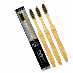 Bamboo Toothbrush for Adults & Kids, Flat Handle Gentlebrush with BPA free Charcoal Activated Soft Bristles, Biodegradab