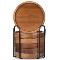Bamboo Wooden Heat Resistant Trivet Coaster Set Pack of 6