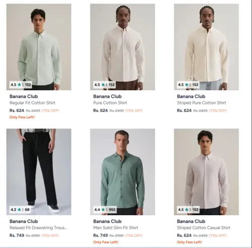 Image of Banana Club Men's Clothing up to 75% Discount