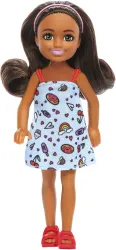 BARBIE Chelsea Doll Small Doll Wearing Removable Blue Dress with Brown Hair &Green Eyes (Multicolor)