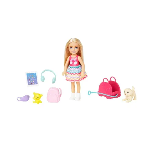 Image of Barbie Chelsea Doll Travel Set with Puppy and Pet Carrier