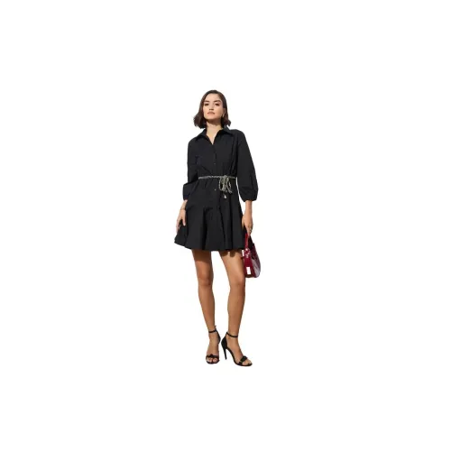 Image of barcino Black Poplin Short Skater Dori-Belt Dress