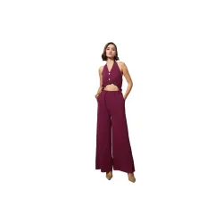 barcino Black Knitted Halter Neck Cut-Out Jumpsuit