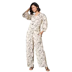 barcino Off-White Abstract Wrap Top With Palazzos
