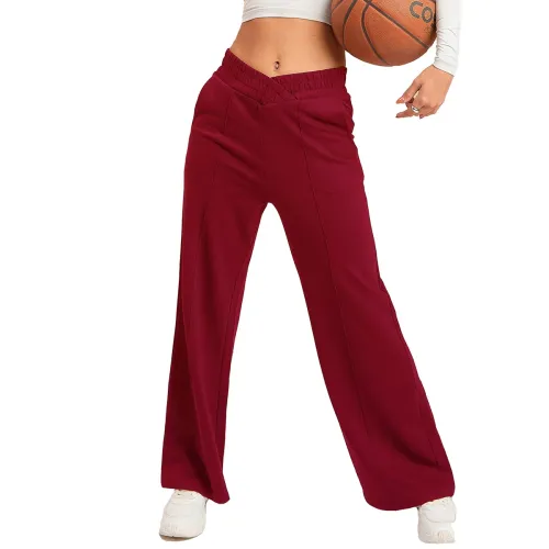 Image of barcino Maroon Terry V-Shape Waistband Track Pants